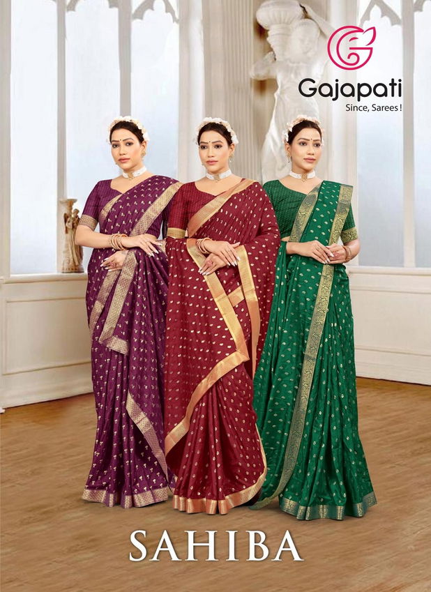 Sahiba By Gajapati Vichitra Foil Printed Wedding Wear Saree Online Wholesale